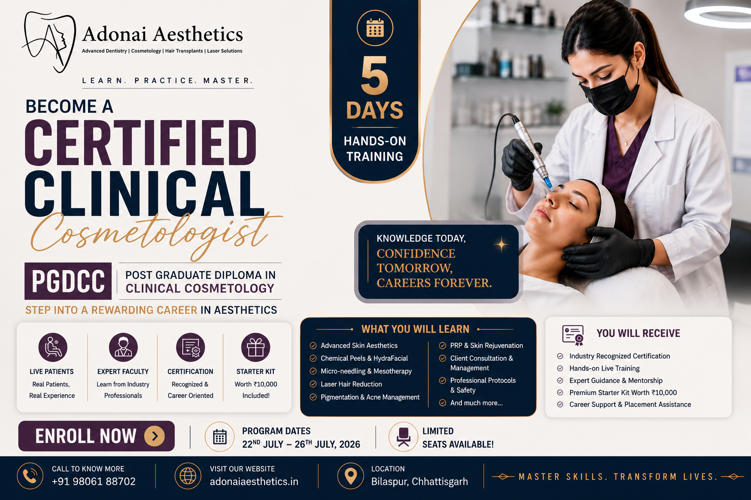 Become a Certified Clinical Cosmetologist: Build a Rewarding Career with Adonai Aesthetics Bilaspur