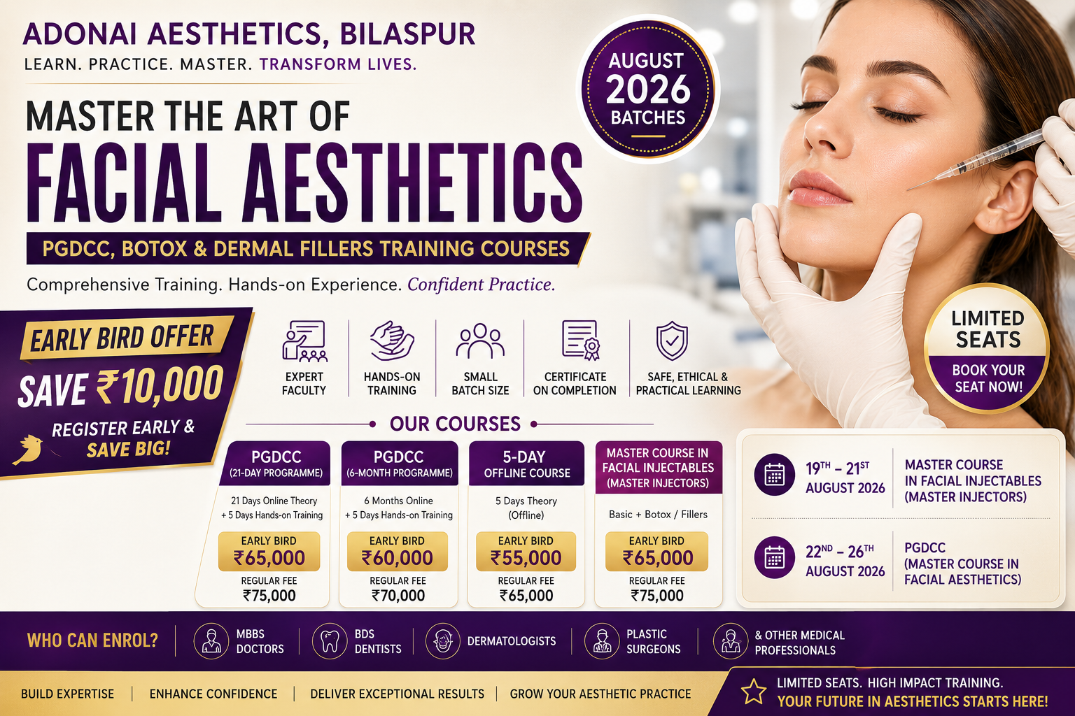 Best PGDCC & Facial Aesthetics Course in India 2026 | Training at Adonai Aesthetic Bilaspur