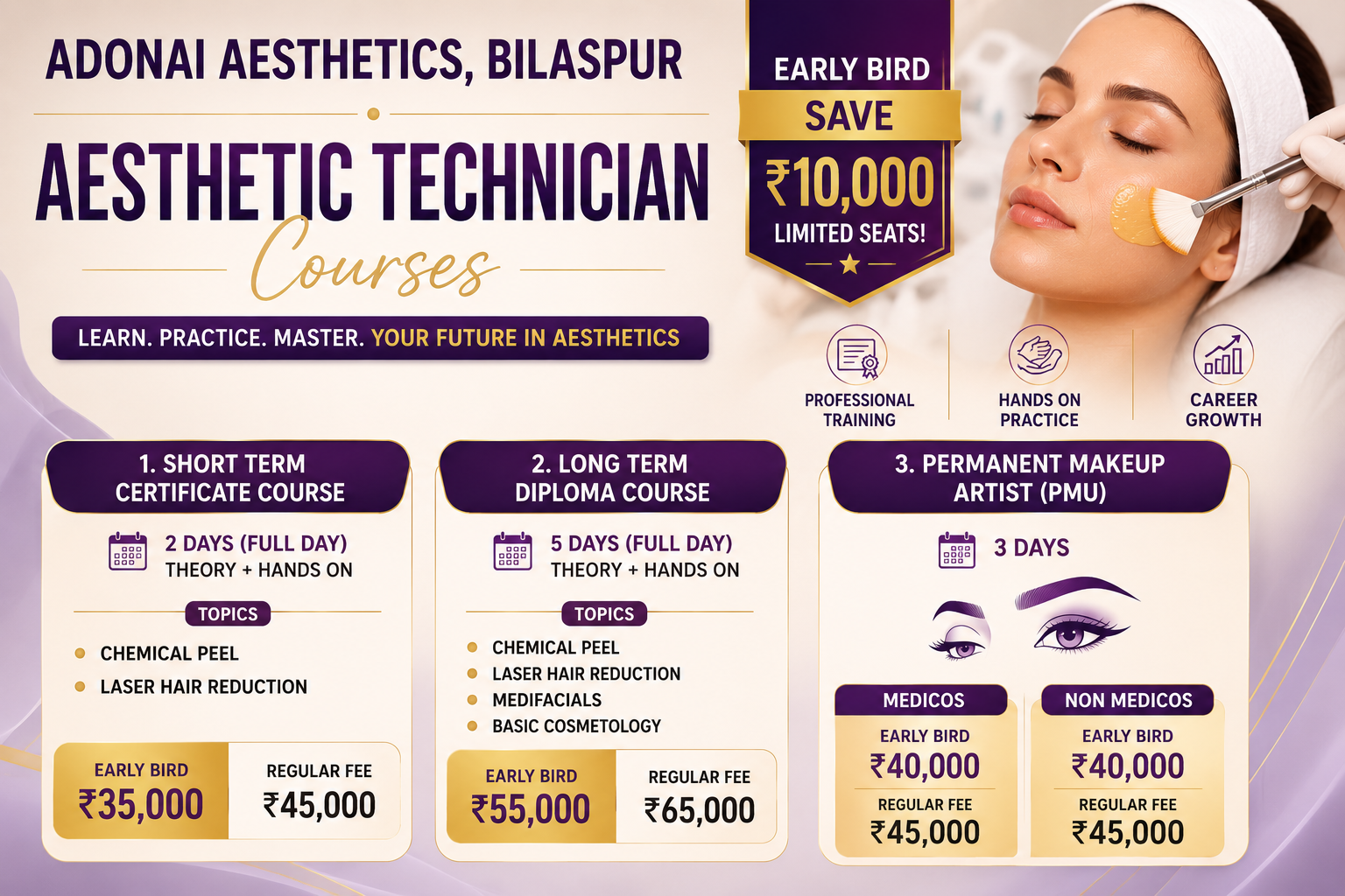Aesthetic Technician Course in Bilaspur 2026 | Chemical Peel, Laser Hair Reduction & PMU Training